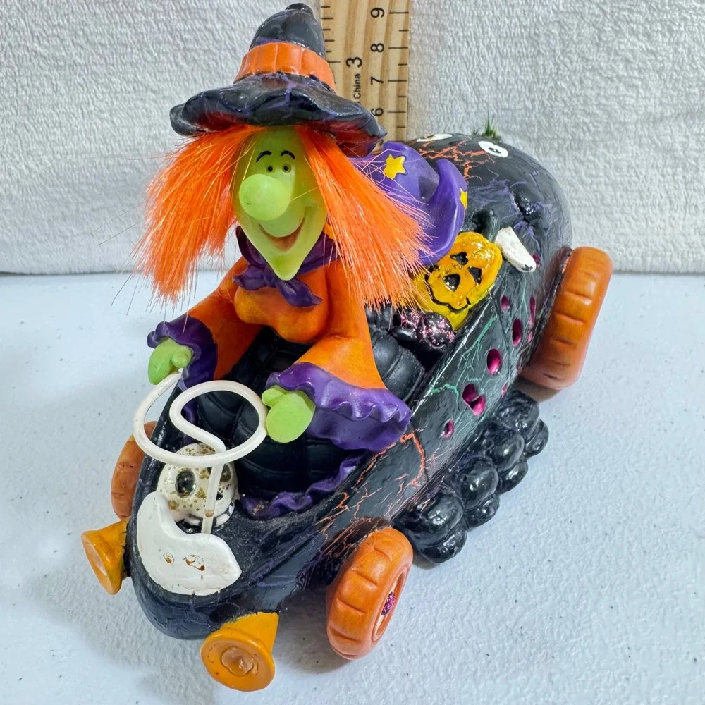 vintage 1990 Enesco ceramic Halloween witch‎ light-up car collectible Untested